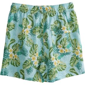 Amazhiyu Men' s 100% Linen Summer Floral Hawaiian Casual Drawstring Beach Shorts