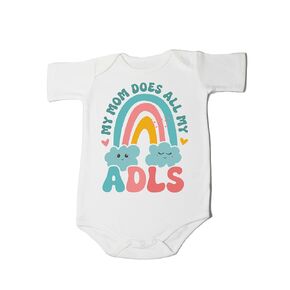 Cute Baby Printed Romper Mom Does All My ADLs Personalized Baby Funny Bodysuit Baby Shower Gift Caring Mom Sweatshirt (0-6 Months, Mommy Does All My ADLS Print-Short Sleeve Romper)