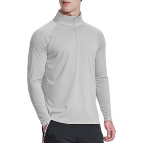 Men's 1/4 Zip Up Long Sleeve Running Shirts UPF 50+ Sun Protection SPF T-Shirts Athletic Workout Rash Guard