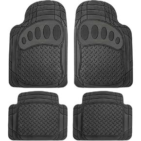 FH Group Automotive Floor Mats - Heavy-Duty Footprint Design Rubber Floor Mats for Cars, Universal Fit Full Set, ClimaProof Floor Mats, Trimmable Floor Mats For Most Sedan, SUV, Truck Floor Mats Black