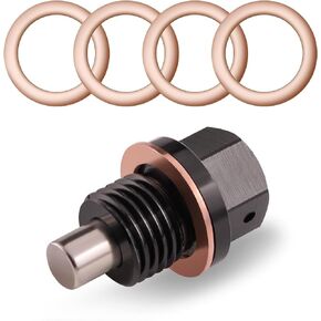 VVNIAA M14 x 1.5 Magnetic Oil Drain Plug made from T6 Aircraft Aluminum with 5PCS Washer Gaskets