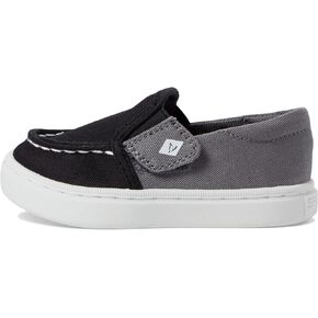 Sperry Salty JR. Moccasin, Black/Charcoal, 10 US Unisex Little Kid
