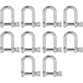 VBESTLIFE 10Pcs U Shaped Shackle Zinc Alloy Bow Shape Load Clamp for Paracord Bracelet Round Head Screw Pin Anchor Shackle Mountaineering Tool Accessories