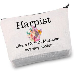 VAMSII Harp Makeup Bag Harp Player Gifts Harpist Music Gifts Travel Zipper Cosmetic Pouch for Harp Lover Gifts (mbag)