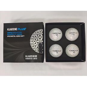 Kaede Plus Metal Silvery Color Soft Distance Golf Balls [4-Pack]