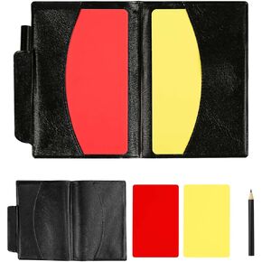 NQEUEPN Referee Cards Set, 2pcs Referee Penalty Cards with Card Holder Soccer Referee Red and Yellow Warning Cards for Football Soccer Volleyball Sports Game Men's Officials