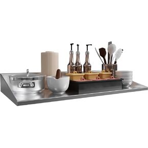 YITAHOME Stainless Steel Shelf 12 x 36 Inches, Wall Mount Metal Floating Shelves with Transparent Silicone Mat, NSF Commercial Kitchen Shelving Rack for Storage, Restaurant, Home, Hotel, Garage