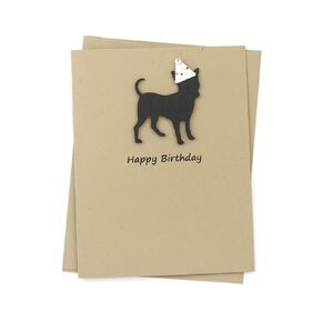Chihuahua Birthday Card | Handmade Black Dog Chi-chi Birthday Greeting Card | Party Hat | Pet Birthday