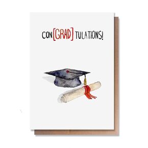Wunderkid Graduation Card, ConGRADulations, Congrats Congratulations Graduate Class of 2024 Highschool or College (1 Single Card, Blank inside)