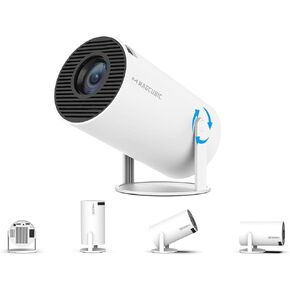 Mini Projector, Magcubic HY300 Auto Keystone Correction Portable Projector, 4K/ 200 ANSI Smart Projector with 2.4/5G WiFi, BT 5.0, 130 Inch Screen, 180 Degree Flip, Round Design, Home Video Projector