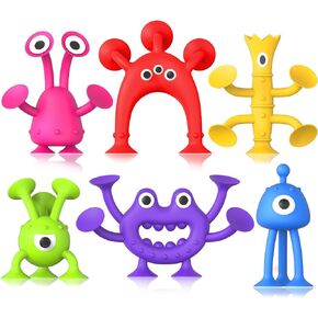 Baby Bath Toys Suction Toy: Sensory Suction Bath Toys for Toddlers, Kids Suction Fidget Toys Suction Cup Toys for Windows Building Toys, No Hole Mold Free Bath Toys for Boys Girls Travel Toys Gifts