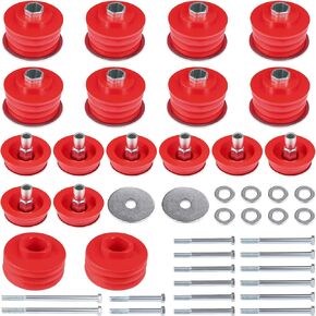 JDMON Body Mount Bushing Kits Compatible with Ford F250 F350 Super Duty 2WD 4WD 2008 2009 2010 2011 2012 2013 2014 2015 2016, Bushing Cab Mount Kits with Mounts Steel Sleeves and Hardware, KF04060BK