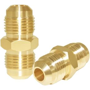 Joywayus Brass Flare Tube Fitting Coupling Gas Adapter 3/8" Flare Female x 3/8" Flare Female Swivel Nut Union Pipe Connector (Pack of 2)