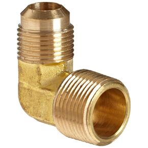 Anderson Metals-54049-0604 Brass Tube Fitting, 90 Degree Elbow, 3/8" Flare x 1/4" Male Pipe