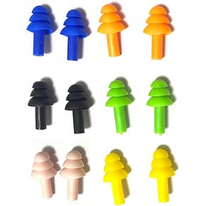 6 Pairs Reusable Silicone Swimming Earplugs Silicone Noise Cancelling Ear Plugs Waterproof Earplugs for Swimming and Sleeping,Learning, Hearing Protection, Concerts, Shooting