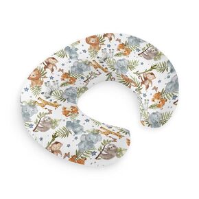 HawSkgFub Woodland Forest Animals Creatures Nursing Pillow Cover for Baby Boys, Pine Tree Bear Fox Deer Leaf Breastfeeding Pillow Slipcover, Nursing Pillowcase for Newborn Infant, Cover Only