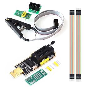 WWZMDiB CH341A Programmer & Removable SOP8 Test Clips Organizer SOIC8 SOP8 Flash Chip IC Test Clips Socket CH341A 24 25 Series EEPROM Flash BIOS USB Programmer Module