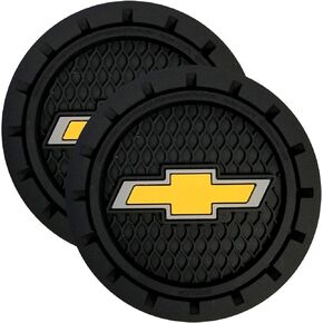 Plasticolor 000648R01 Chevrolet Bowtie Gold Cup Holder Coaster, Black