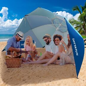 LOTTAFUN Beach Shelter Umbrella Premiere UPF 50+ Umbrella Shelter for Sun and Rain Protection for Adult (10-Foot, Blue Green) in Saudi Arabia