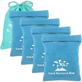 Mity rain 4PCS Sand Remover For Beach With 1PCS Waterproof Storage Bag, 5.2inch Sand Wipe Off Mitts Sand Removal Bag, Sand Free Beach Accessories Essentials For Woman Kids