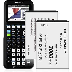 2-Pack Battery for P11P35-11-N01, (New Upgraded) 2000mAh for Texas Instruments TI-84 CE/TI-84 Plus CE Replacement Battery Part No 3.7L12005SPA 3.7V