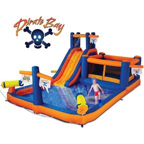 Blast Zone Pirate Bay - منتزه مائي ضخم رطب/جاف مقاس 20 × 12 - منفاخ - منزلق - جدار تسلق - نفق - مدافع