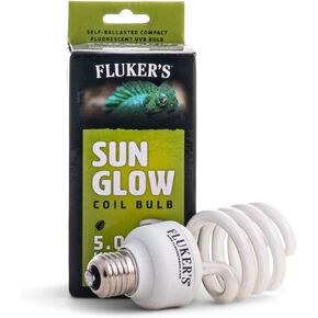 Fluker's Sun Glow 5.0 UVB Fluorescent Coil Bulb for Tropical Reptiles, Reptile Heat Light Stimulates Natural Synthesis of Vitamin D in Captive Reptiles, 13 Watt