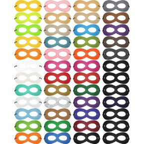 50 Pieces Cosplay Mask Felt Eye Mask Costume Multicolor Adjustable Party Eye Mask Half Masks with Elastic Rope for Birthday Mardi Gras 100th Day of School Costume