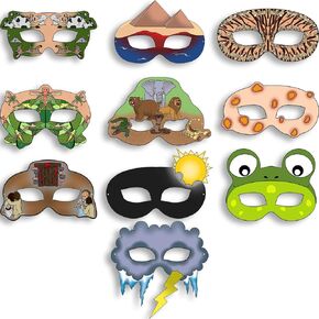 The Dreidel Company Passover Plague Masks, Laminated Pesach Face Masks