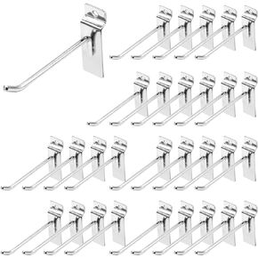 30Pcs 2 Inch/5CM Silver Slatwall Panel Hooks, Heavy Duty Slat Wall Hanging Display Hooks Pegboard Metal Hanger Hook for Gridwall Garage Shop Retail (Wire Diameter 5.6mm/ 0.22")