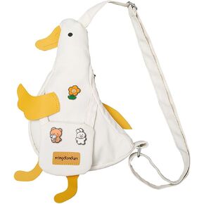 PRLINJSK Kawaii Purse, Cute Duck Crossbody Shoulder Bag, Novelty Messenger Purse for Girls Teens Women with Pins Gifts