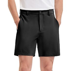 PULI Mens Golf Shorts 7" Stretch Dress Hiking Lightweight Waterproof Quick Dry Travel Casual Flat Front with Pockets