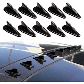 cueclue 10 PCS Car Shark Fin Auto Antenna Kit, Rear Bumper Canards Splitter, Auto Universal Stick-on Spoiler Roof Air Vortex Decorative Aerial (Black #100)