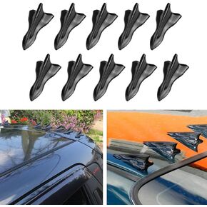 cueclue 10 PCS Car Shark Fin Auto Antenna Kit, Rear Bumper Canards Splitter, Auto Universal Stick-on Spoiler Roof Air Vortex Decorative Aerial (Black #100)
