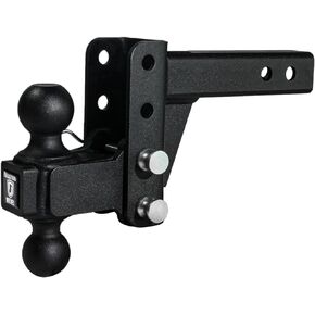 BulletProof Hitches 2.0" Adjustable Medium Duty (14,000lb Rating) 2" Drop/Rise Trailer Hitch with 2" and 2 5/16" Dual Ball (Black Textured Powder Coat)