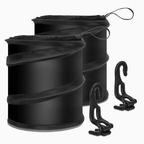 FYY Car Trash Can (2 Pack) Pop Up Trash Can for Car - Portable Mini Travel Garbage Can Auto Vehicle Collapsible Trash Can Camping - with Car Seat Hooks - 1 Gallon Capacity Black Car Trash Bin