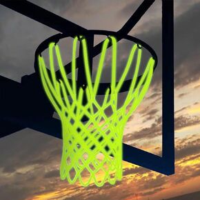 Nightlight Basketball Net, Luminous Basketball Net Glow in The Dark Basketball Net Outdoor Portable Sun Powered Sports Nylon
