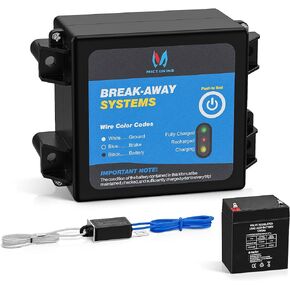 MICTUNING Trailer Brakes Breakaway Kit with Charger, LED Indicator, Switch with 12V 5AH Built-in Battery for RV Towing Trailer Caravan