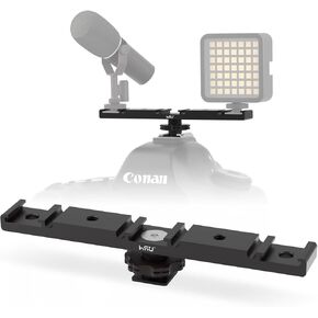 HSU Cold Shoe Mount Bracket, Triple-Head Hot Shoe Mount, and 1/4 Screw Port, Aluminum Cold Shoe Plate Adapter with Cable Slot Bayonet for Microphone, Led Video Light, Monitor (Extension)
