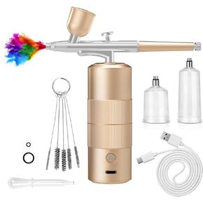 Airbrush Kit with Compressor High Pressure Air Brush Set with 0.3mm Nozzle Airbrush for Nails,Cake Decor,Makeup,Painting,Model Painting (Golden)