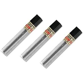 Pentel Lead Refills 0.5mm 4B, Black, 12 Leads per Tube (C505-4B) Pack of 3