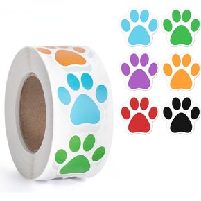 500PCS Dog Paw Print Stickers, 1 Inch Colorful Dog Stickers for Kids, Self-Adhesive Puppy Paw Prints Labels for Gifts, Mailing, Vets, Kennels, Party Room Decoration, Envelope Seals