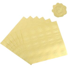 PATIKIL Embossed Seal Stickers, 200Pcs Thank You Wax Looking Embossed Envelope Self Adhesive Sticker for Wedding Invitation Birthday Party Gift Card Christmas, Gold Tone