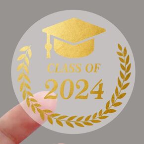 100PCS Graduation Stickers,Class of 2024 Graduation Envelope Seals,Congratulations Graduates,Gold Seals for Certificates,Foil Metallic Seal,Graduation Labels,Graduation Party Favors 1.6IN