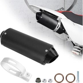 28mm Exhaust Muffler Silencer Pipe and Clamp Gasket, Compatible with 50cc 110 125cc Coolsters Sport-Bs Taotaos Chinese Dirt Pit Bikes Venom ATVs Quad 4 Wheeler-Black