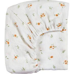 Meracorallo Muslin Fitted Crib Sheet, Soft and Breathable Baby Crib Sheet for Standard Crib and Toddler Mattresses (Blush)