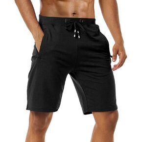 Boyzn Men's Athletic Shorts Comfortable Cotton Workout Shorts Elastic Waist Running Shorts with Zipper Pockets