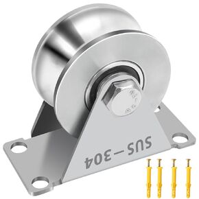 H Groove Pulley, Stainless Steel Blocks 2 Pack Super Silence Rotation Groove Wheel Pulley, for DIY Gym Equipment Handling and Moving gate wheel, with Mounting Screws and Expansion Pipes (H-Type 2Pack)