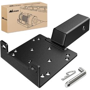 Nilight Universal Trailer Hitch Winch Mounting Plate with 2'' Receiver Hitch Winch Bracket Winch Mounting Heavy Duty Steel 3600Lbs for ATV UTV SUV Truck Pickup Lawn Garden Equipment, 2 Years Warranty