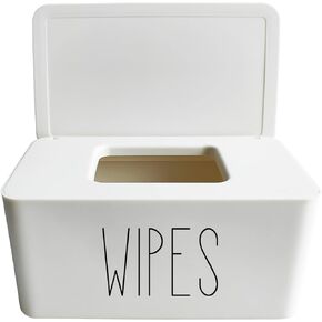 illikkuyax White Wipes Dispenser for Bathroom 8.26" x 4.92" x 3.93", Baby Wipes Container Flushable Butt Wipes Dispenser Box Diaper Wipes Holder Easy to Access